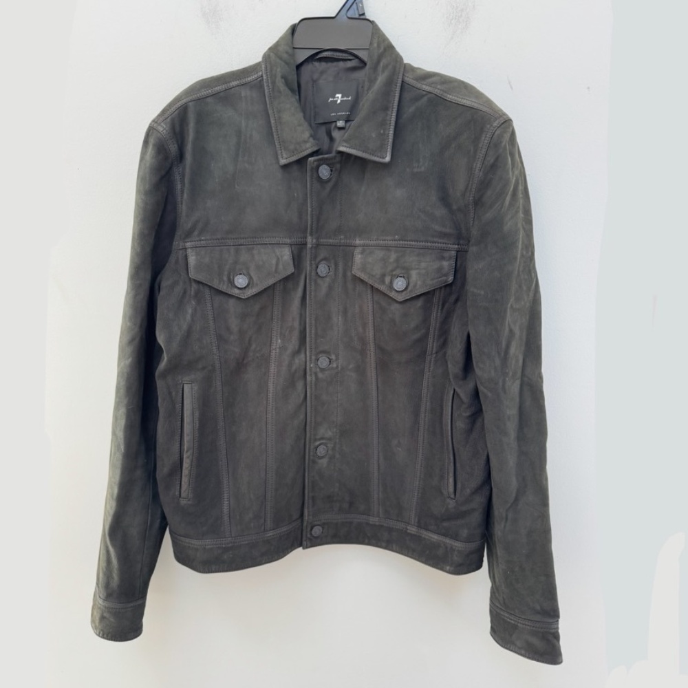 7 For all Mankind Black Suede Jacket in Medium
